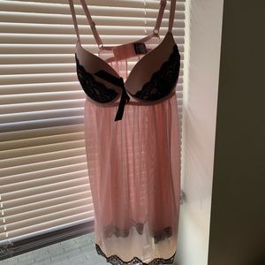 Pink with black lace babydoll